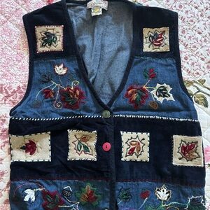 Vintage Leaf Embroidered Vest